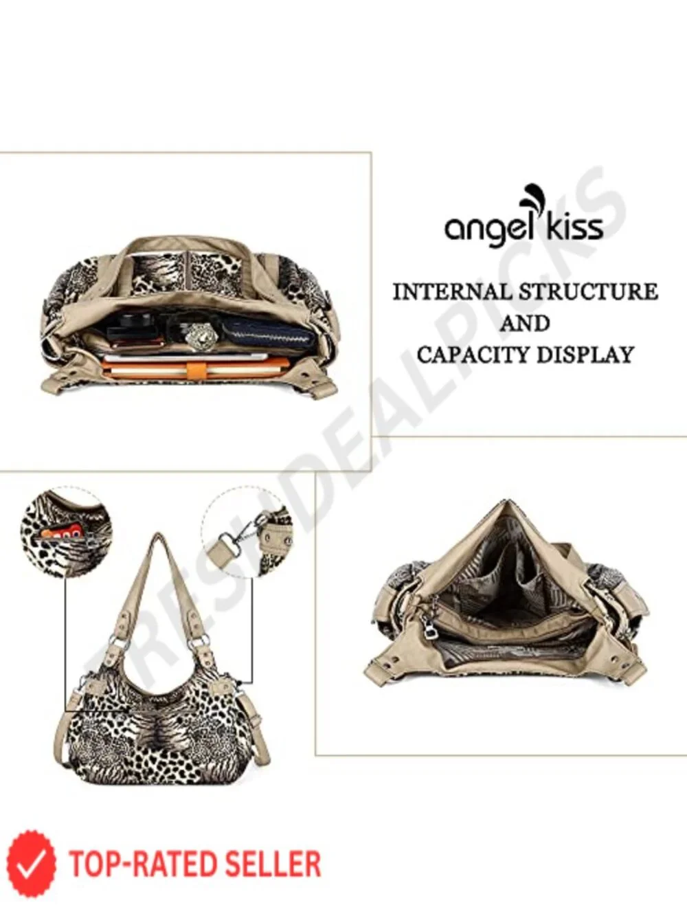 Women's Faux Leather Hobo Satchel Purse 3-in-1 Crossbody Shoulder Bag Wash